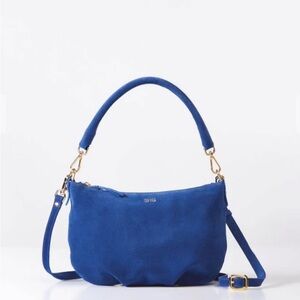 Mark and Graham Blue Suede Shoulder Bag with Removable Strap